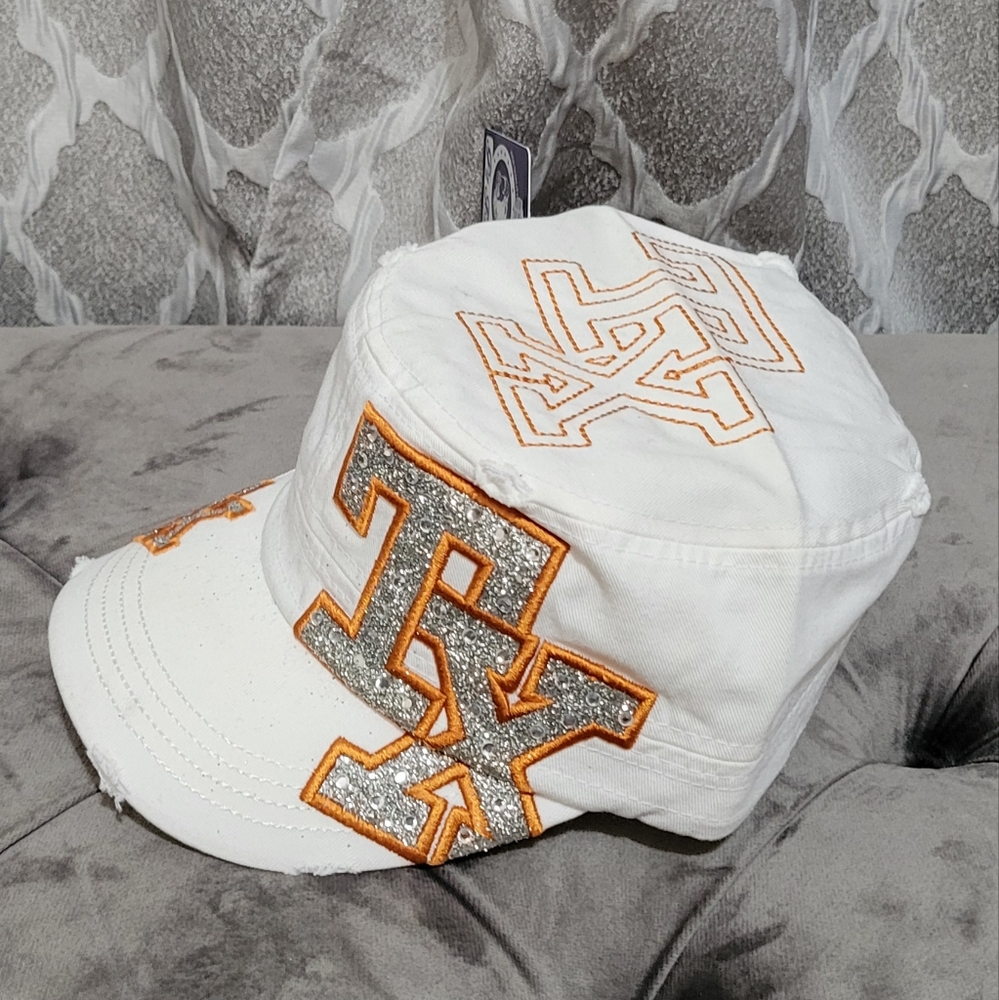 Women's Distressed "TX" Cadet Hat | Texas Bling Cap | Adjustable Bling Hat - Picture 9 of 10